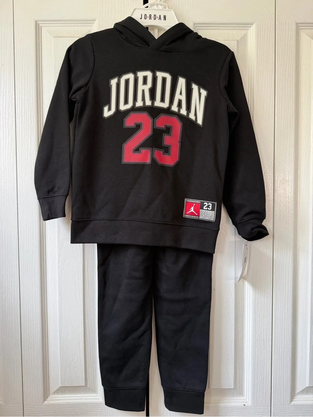 Jordan Black Hoodie & Pants Set with Red 23